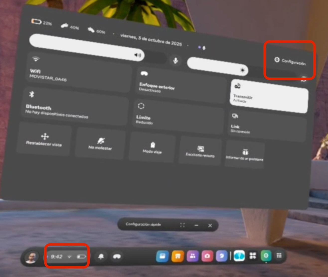 Change the MetaQuest headset's power setting